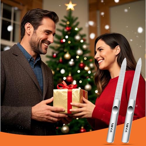 Metal Nail File 2 Pcs, Nail Files for Natural Nails, Fingernail Files with Sharp Pointed Tip Anti-Slip Handle, Nail Filer Made of Stainless Steel, Finger Nail Files for Women and Men