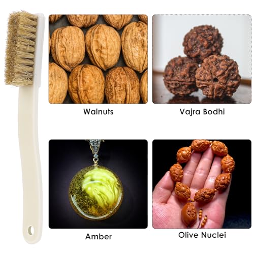 Grevosea Climbing Brush, Firm Rock Bouldering Brush with 4 Rows Thick Boar's Hair Bristles and Long Handle for Indoor or Outdoor Holds and Chalk
