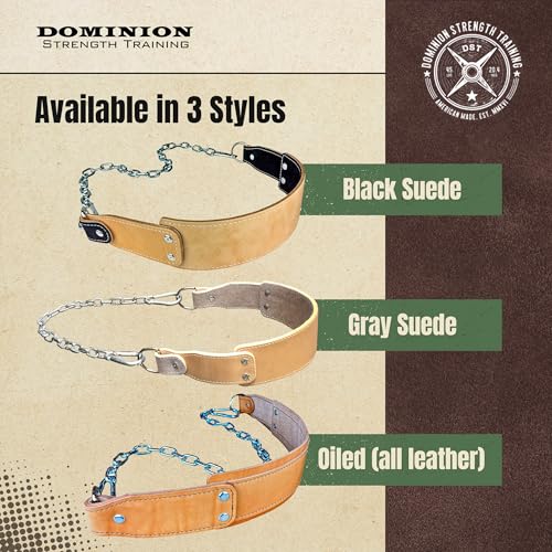 Heavy-Duty Leather Dip Belt with Steel Chain - Ultimate Accessory for Weighted Pullups, Dips, and Progressive Overload - color: Oiled Leather