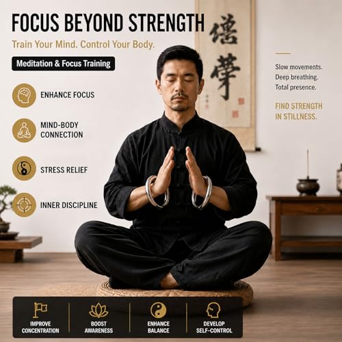 ZooBoo 2pcs Wing Chun Stainless Weighted Steel Training Rings | Pair Of Stainless Steel Rings, Yeung Sau Training, Sticky Hands Practice, Wing Chun, Wing Tsun, Siu Lim Tao, Grip Strength - size: Diameter 9.5 CM (3.74 inches)