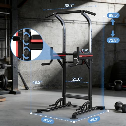 ZENOVA Pull Up Bar, Multi-Function Pull Up Dip Bar Station, Home Gym Workout Strength Training Equipment for Men Women Muscle Building - color: Black