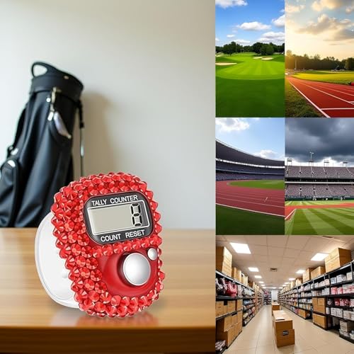 Electronic Tally Counter with Display, Resettable Portable Electronic Finger Counter for Golf, Track and Field, Lap Counting - color: Red