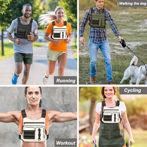 Criuage Tactical Chest Bag for Men, Lightweight Adjustable Running Vest, Water Resistant EDC Chest Pack with Water Bottle Pocket, Breathable Back Pad for Hiking Cycling Fishing Travel - color: Grey