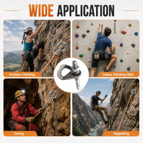 304 Stainless Steel Climbing Anchor Bolt, 30KN Rock Climbing Bolt Hanger, Heavy Duty Climbing Fastening Bolt, Climb Fastening Bolt Safe Fixed Point, 4 Set Rock Climbing Holds