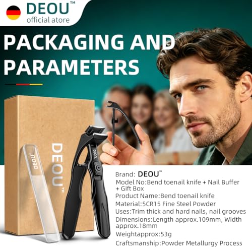 DEOU Toenail Clippers for Seniors Thick Toenails, Long Handle Large Toe Nail Clippers with Wide Jaw Opening, Sharp Heavy Duty Nail Cutter for Men Women Elderly