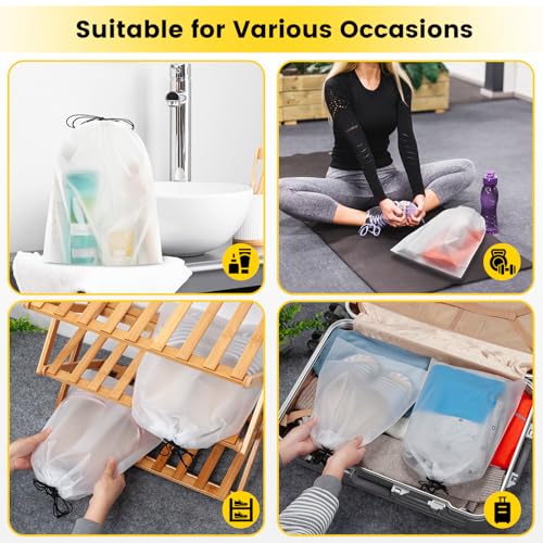 Vorspack Shoe Bags for Travel, 6 Pcs, Transparent, Drawstring, Large | Clear, Shoe Organizer, With Rope, Travel Essentials, For Men Women