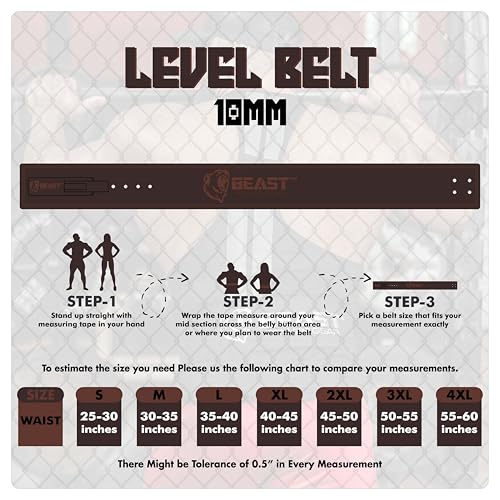Beast Power Gear Weight Lifting Belt Lever Buckle 10MM 13MM Thick & 4 Inches Free Strap Weightlifting, Powerlifting, Deadlifts, Squats Men Women - color: Brown, size: Small