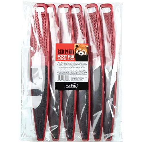 ForPro Professional Collection Red Panda Foot File, 60/100 Grit, Double-Sided Pedicure File for Feet and Heels, 10.5” L (Pack of 6) - size: 6 Count (Pack of 1)