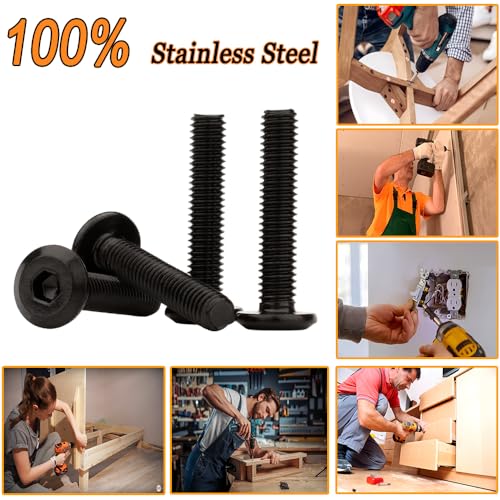Matuja 1/4-20 x 1/2" Flat Head Hex Socket Bolts Screws,304 Stainless Steel,Black Oxide Finish,Fully Threaded Bright Furniture with Hex Key(20 Pcs) - size: 1/4-20 x 1/2"
