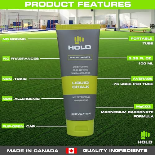 HOLD Sports Chalk Premium Grip Hybrid Bundle – Chunky Blend Dry Chalk & Citrus Scented Liquid Chalk (2-Pack) – High Friction Pure Magnesium Carbonate for Climbing, Weightlifting, Gymnastics & Powerlif