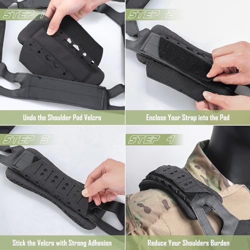WYNEX Shoulder Strap Pad for Vest Carrier Accessories 2 Pack | 1000D Nylon Tactical Plate Shoulder Pads Strap Cushion, Flak Vest Shoulder Pads, Soft 3D Mesh Pads with Tactical Gear for Men - color: Black