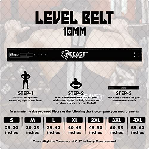 Beast Power Gear Weight Lifting Belt Lever Buckle 10MM 13MM Thick & 4 Inches Free Strap Weightlifting, Powerlifting, Deadlifts, Squats Men Women - color: Black/Black, size: Small