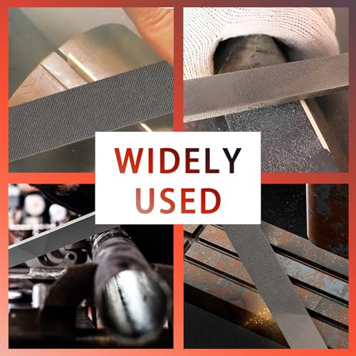 8 Inch Flat Hand File with High Carbon Hardened Steel, Ergonomic Grip, Plastic Non-Slip Handle, Ideal for Metal, Wood, Plastic & DIY Projects