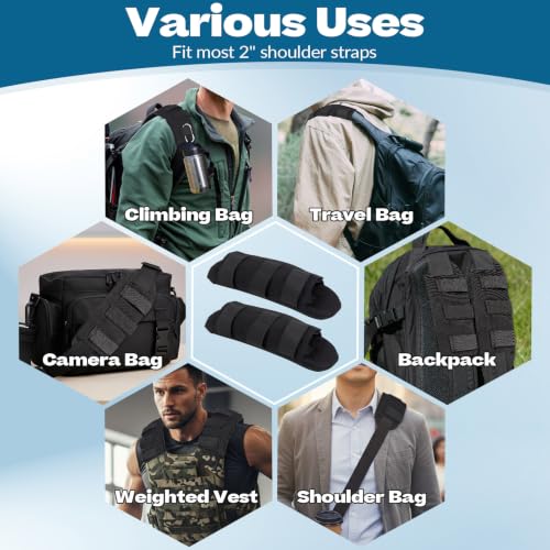 2 Pack Shoulder Strap Pads, Backpack Accessories Nylon Cushion Vest Shoulder Strap Pads with Spacer Mesh Fit for 2" Sling Bags Straps