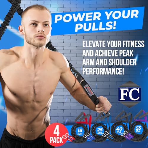 X-Over Resistance Bands: Strengthen Shoulders, Reduce Pain, Prevent Injury, Ideal for Dynamic Warmups & Rehab, with Robust Fabric Safety Sleeve to Protect from Over-Stretching - 4 Pack