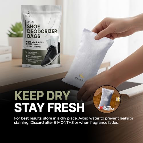 Shoe Deodorizer Pack of 2 - Linen Scent Odor Eliminator - Odor Absorber Air Freshener, Multi-Use for Shoes, Bags, Boots, Boxing Gloves, Gym Bag, Sneaker and Closet Deodorizer - Fragrance by Perfa