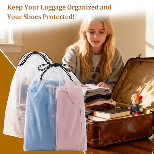 Drawstring Shoe Bags Shoe Bags for Packing, Storage Reusable Waterproof Shoe Organizers for Sneakers & Clothes, Translucent Travel Bags for Men Women (8 Pack) - size: 8 Pack