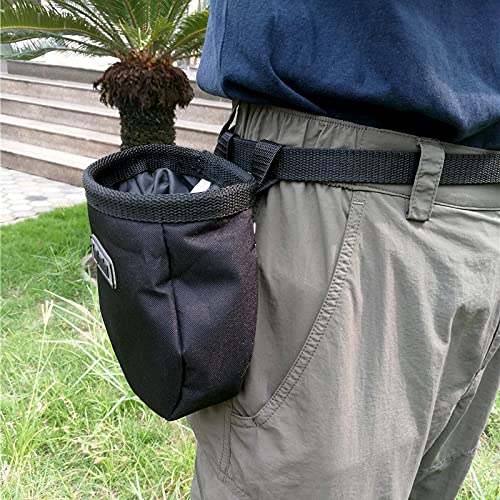 Chalk Bag, No Leak Rock Climbing Straw String Bag Drawstring Rock Climbing Chalk Bag Magnesia Sack with Zippered Pocket Adjustable Belt for Hunting, Hiking, Fitness Gym - color: Black
