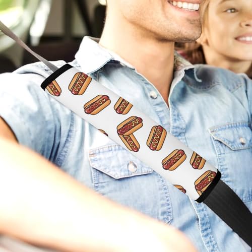 Breathable Seat Belt Shoulder Pad for Adults and Children, Stroller Pushchair High Chair, 2 Pack Hot Dog Food Neck Strap Covers Easy Install (No Tool) - color: Pattern 850