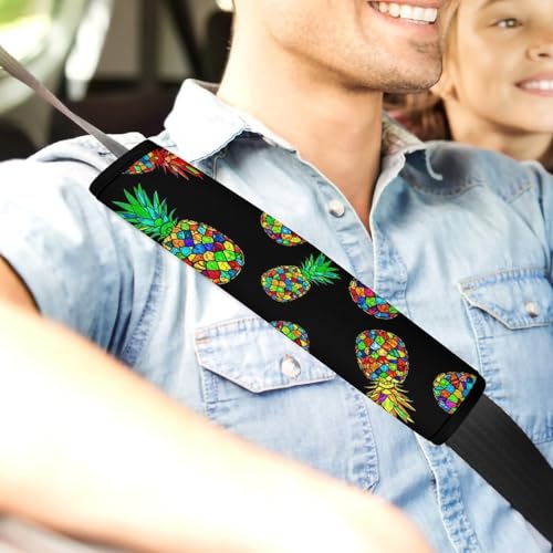 2 Pack Soft Padded Seat Belt Cover for Girls and Boys, All Vehicles, Tropical Pineapple Harness Pads Strap, Anti-Slip Pad - color: Pattern 797