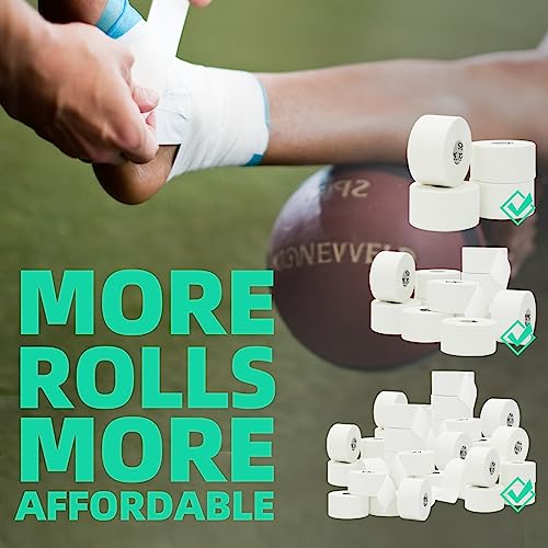 OK TAPE Athletic Sports Tape Bulk(12-Rolls) -180yds Very Strong Tape for Athlete & Sport Trainers & First Aid Injury Wrap, Perfect for Fingers Ankles Wrist on Bat, Hockey Stick - White - size: 1.5" x 15yards - 12 Rolls