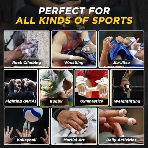 OK TAPE Athletic Finger Tape (10Rolls 450FT), 0.5in Finge Wrap Tape, Extra Strong Adhesive Finger Support and Protect Tape, Hand Grip Tape for Rock Climbing, MMA, Jiu Jitsu, Volleyball, Black - color: Black