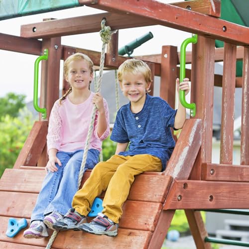 Dolibest 6 Pack 17-Inch Safety Handle, Heavy Duty Metal Safety Playground Handles, Indoor Monkey Bars, Playset Grab Handles for Kids Playhouse, Climbing Frame, Treehouse, Swing Set Accessories -Green - color: D:Green-17 Inch-6pcs