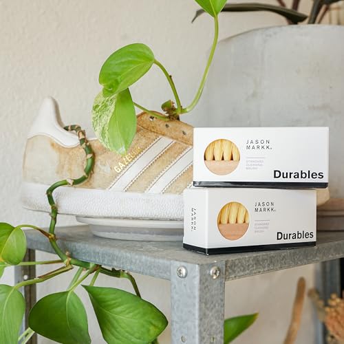 Jason Markk Standard Cleaning Brush - Handcrafted Wood Handle - Synthetic Bristles - Tough on Stubborn Stains & Dirt on Midsoles - Great for All-Around Shoe Cleaning - Works on Most Materials - style: Standard Brush Light Brown