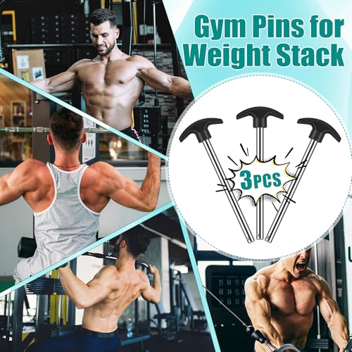3P Weight Stack Pins, 6" Locking Space Gym Pin Weight Stack | Replacement for Lifting Machine Strength Training (3/8" Diameter)