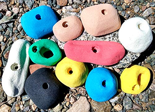 12 Pack Large Polyurethane Bolt-On Rock Climbing Wall Hand Holds - color: yellow