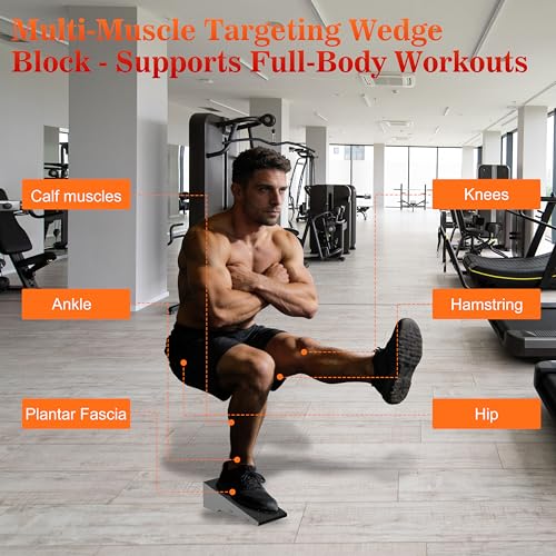 Steel Squat Wedge, 2 Pcs 800 lbs Max Capacity Block for Deeper Squat | 16° Ergonomic Heel Elevation; Non-Slip Feet; Anti-Slip Textured Top; Easy to Carry; Weightlifting; Foot Stretches; Home Gym