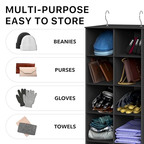 Simple Houseware 20 Section Shelves Hanging Shoes Organizer, Black | Dual Metal Hooks, 10 Tier, Holds Up to 20 lbs, for Narrow Space - color: Black
