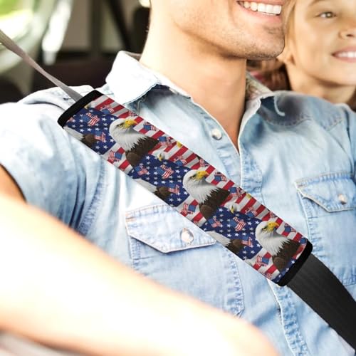 2 Pack Soft Padded Seat Belt Cover for Girls and Boys, All Vehicles, USA Flag Eagle Harness Pads Strap, Anti-Slip Pad - color: Pattern 554