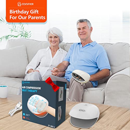 COMFIER Hand Massager for Arthritis and Carpal Tunnel,Wireless Hand Massager with Heat & Compression,3 Levels Heating,Rechargeable Massager Machine,Gifts for Women - color: Light White