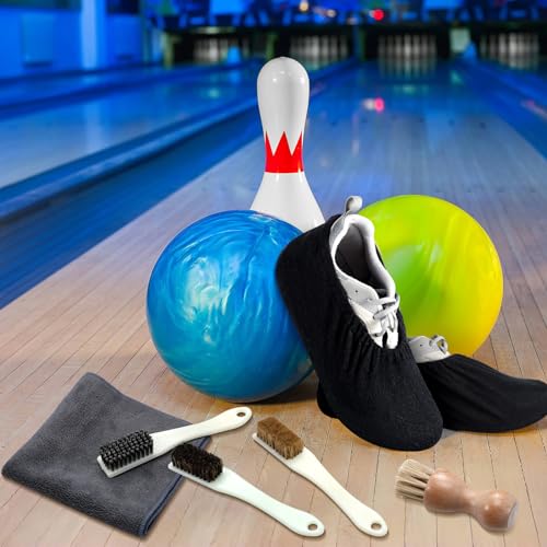 Havawish 7 Pcs Shoe Cleaning Brush Kit Bowling Shoe Brush Polish Brushes Suede Cleaner Brush Boot Shoe Covers Microfiber Shoe Cloth with Carrying Bag Bowling Accessories for Shoe