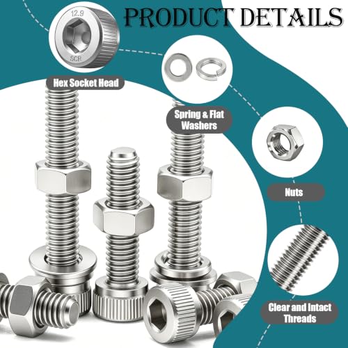 mxuteuk 801PCS M2.5 Screws Assortment Set,M2.5 x 4/6/8/10/12/16/20/25mm M2.5bolts,304 Stainless Steel Hex Socket Head Bolts Nuts Washers Set Suitable for 3D Printer,DIY - size: SS 801PCS M2.5, style: Hex Socket Head