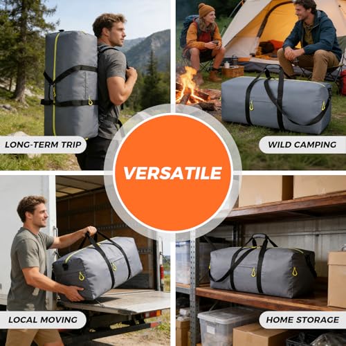 Uarition 100L Extra Large Duffle Bag for Travel, 3 In 1 Travel Duffel Bags for Men and Women, Foldable Duffle Backpack for Traveling, Grey