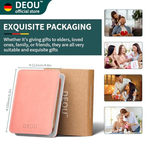 DEOU Professional Nail Set 11 in 1 stainless steel home care nail clippers, men's luxury travel leather storage box, women's beauty kit (Pink) - color: Pink