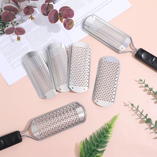 Professional Foot Rasp Callus Remover Set - 2 Stainless Steel Pedicure Files with 12 Replacement Blades (Coarse & Fine Grit) for Dead Skin Removal, Home Salon Foot Care