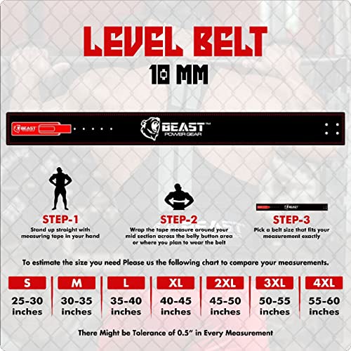 Beast Power Gear Weight Lifting Belt Lever Buckle 10MM 13MM Thick & 4 Inches Free Strap Weightlifting, Powerlifting, Deadlifts, Squats Men Women - color: Black/Red, size: Medium