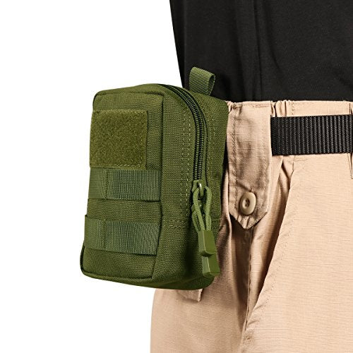 2 Pack Tactical Molle EDC Pouch Multi-Purpose Compact Pack Water-Resistant Utility Pouch with Flag Patch - color: Green