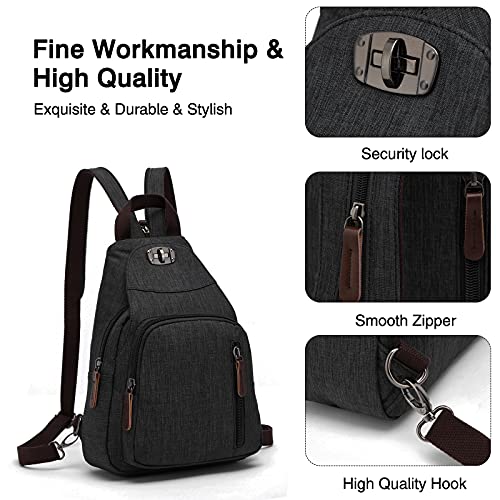 FANDARE Retro Sling Chest Backpack Multipurpose Crossbody Shoulder Bag - color: Black
