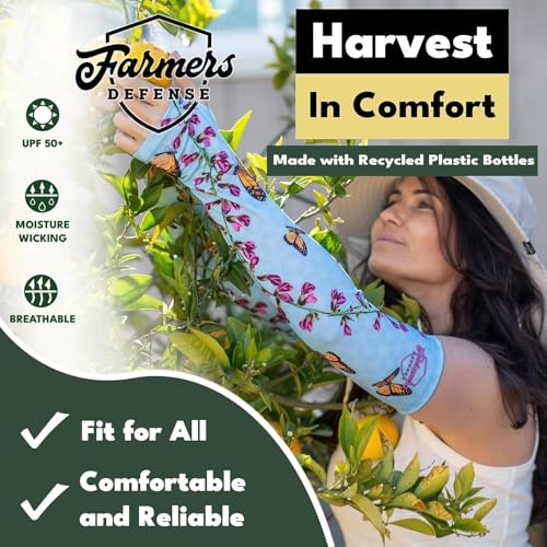 FARMER'S DEFENSE Gardening Arm Sleeves|UV Cooling Protective Sleeve Women & Men|Anti-Scratch Cover Sun UPF Outdoor Protection - Heather Green - XS - color: Heather Green, size: X-Small