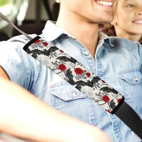 2 Piece Gothic Floral Roses Bat Car Seat Straps Shoulder Pads Universal Fit Automotive Seat Belt Protector for Kids, Car Seats Pushchair Strollers High Chair Pushchair - color: Pattern 1155