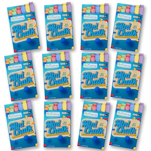 ArtCreativity 144 Count Mini Chalk Sets for Kids (12 Boxes) Non-Toxic Summer Art and Craft Supplies - Small Individual Chalk Packs in Bulk for Classroom Gifts, School Supplies, and Summer Party Favors - style: 12 Boxes
