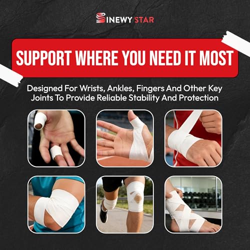 3-Pack White Athletic Tape, Easy Tear Sports Tape, Strong Adhesive Athletic Tape for Medical Trainers & Athlete, Suitable Tape for Hockey, Tennis, Gymnastics & Boxing - size: 3-PACK