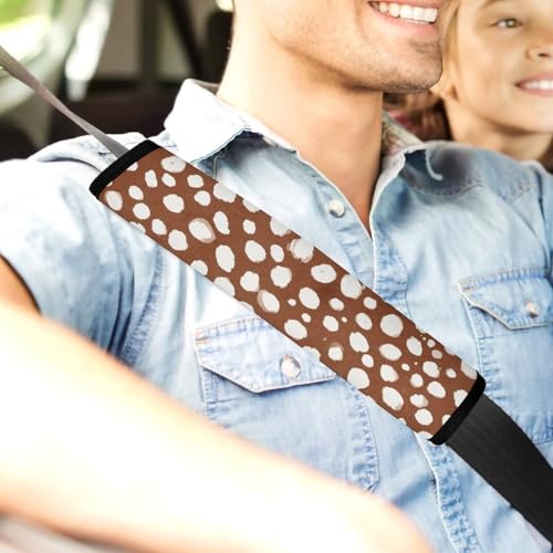 1 Pair White Dots Brown Skin Christmas Deer Print Car Seat Straps Shoulder Pads Soft Padded Harness Pads Strap for Adult Use, Stroller Pushchair High Chair, Comfortable Driving - color: Pattern 900