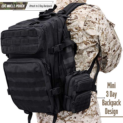 LIVANS Tactical Molle Utility Pouch, EDC Tool Pouch Tactical Phone Pouches Mini Waist Pouches Medical EDC IFAK Pack Mini Design of 3-Day Backpack - color: Black