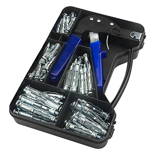 TOVOT 77PCS Wall Anchor Setting Tool Heavy Duty Hollow Wall Anchor Tool with 5 Sizes Molly Bolts Hollow Drive Wall Anchor Screw Kit (M4 M5 M6)