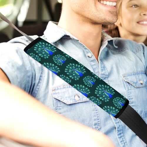 2 Pack Teal Cute Animal Peacock Feather Seat Belt Cover Universal Fit Seat Belt Cushion for Kids, Stroller Pushchair High Chair, Neck and Shoulder Support - color: Pattern 17